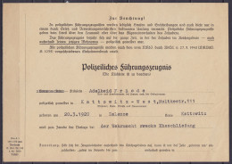 Certificat De Bonne Conduite Délivré Par La Police Allemande 5 Janvier 1944 à KATTOWITZ à Melle Adelheid Friede En Vue D - Documents