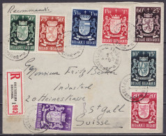 L. Recommandée Affr. N°716 à 723 Càd BRUXELLE 1F /9 I 1946 Pour ST-GALL Suisse (au Dos: 2 Càpt Différent ST.GALLEN) - Covers & Documents