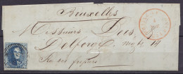 L. Affr. N°7 P22 Càd BRAINE-LE-COMTE /4 NOV 1854 Pour BRUXELLES (au Dos: Càd Arrivée BRUXELLES - 1851-1857 Medallions (6/8)