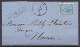L. Affr.N°18 Lpts "359" Càd THUIN /13 OCT 1868 Pour NAMUR (au Dos: Càd Arrivée NAMUR) - 1865-1866 Profile Left