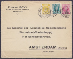 L. Préadressé Affr. N°199+205+208 Càd BRUXELLES 1K /29 III 1924 Pour Directie Nederlandsche Stoomboot-Maatschapij Te AMS - 1922-1927 Houyoux