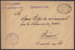 L. En Franchise "Heeressache" Càd Ambulant "CASSEL-BEBRA /BAHNPOST /-5.4.1916" Pour Agence Belge De Renseignement Pour L - Prisoners