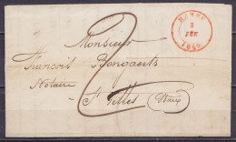 L. Càd HAMME /3 FEVR 1849 Pour Notaire à ST-GILLES (Waas) - Port "2" (au Dos: Càd ST-NICOLAS) - 1830-1849 (Belgique Indépendante)