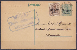 EP CP Postkarte 5pf Surch. 5c Vert + OC11 Càd ST-HUBERT /19 IX 191? Pour BRUXELLES  - Cachet Censure [Militär Überwachun - German Occupation