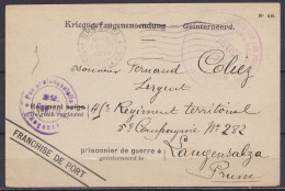 CP Kriegsgefangenensendung En Franchise Flam. BRUXELLES /20.XI 1916 Pour Prisonnier à BAD LANGENSALZA Prusse - Cachets C - Prisonniers