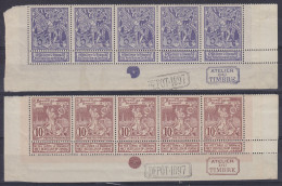 Belgique - N°71 & N°72 * En Bandes De 5 Bas De Feuilles (certains Timbres Partiellement Séparées) - 1894-1896 Expositions