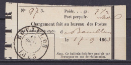 Bordereau De Dépôt D'une Lettre Chargée - Càd BOUILLON /17 SEPT 1863 - Otros & Sin Clasificación