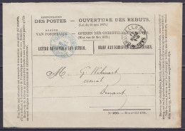 Enveloppe "Administration Des Postes / Ouverture Des Rebuts" Càd Bleu "POSTES-REBUTS /11 MARS 1895/ BELGIQUE" & Càd BRUX - Other & Unclassified