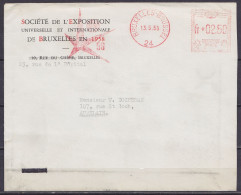 L. Entête "Société De L'Exposition Universelle De Bruxelles 1958" Affr. Flam. Mécanique 2f50 BRUXELLES-BRUSSEL 24 /13.5. - Cartas & Documentos