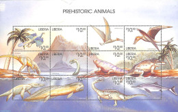 Liberia 1999 Preh. Animals 12v M/s, Mint NH, Nature - Prehistoric Animals - Prehistorisch