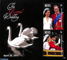 Nevis 2011 Royal Wedding 2v M/s, Mint NH, History - Nature - Kings & Queens (Royalty) - Birds - Familles Royales