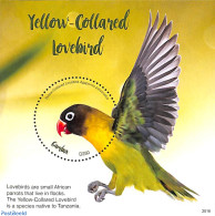 Gambia 2020 Yellow-Collared Lovebird S/s, Mint NH, Nature - Birds - Parrots - Gambie (...-1964)