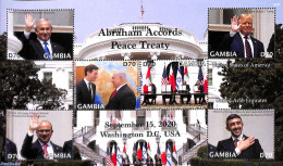Gambia 2020 Abraham Accords Peace Treaty 6v M/s, Mint NH, History - American Presidents - History - Politicians - Gambia (...-1964)