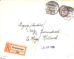 Denmark 1923 Envelope 20o, Uprated To Registered Mail To Holland, Used Postal Stationary - Brieven En Documenten