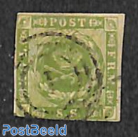 Denmark 1854 8s, Green, Used, Used Stamps - Oblitérés