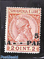 Albania 1914 5p On 2q, Moved Overprint, Unused (hinged) - Albanië