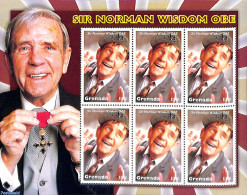 Grenada 2002 Sir Norman Wisdom Obe M/s, Mint NH, History - Performance Art - Decorations - Movie Stars - Militaria