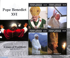 Grenada Grenadines 2015 Pope Benedict XVI 4v M/s, Mint NH, Religion - Pope - Pausen