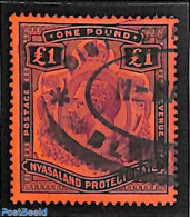 Nyasaland 1913 1 Pound, Used, Used Stamps - Nyassaland (1907-1953)
