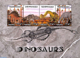 Ghana 2014 Dinosaurs 4v M/s, Mint NH, Nature - Prehistoric Animals - Préhistoriques
