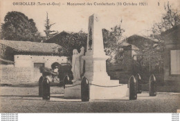 Y3-82) GRISOLLES (TARN ET GARONNE) MONUMENT DES COMBATTANTS (16 OCTOBRE 1921) - 2 SCANS - Altri & Non Classificati