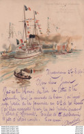 CONTRE TORPILLEUR D'ESCADRE - CASSINI CASABIANCA D'YBERVILLE DUNOIS - DESSIN A DE CANTA - OBLITERATION 1902 -  2 SCANS  - Guerre