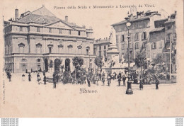 Y18- MILANO - PIAZZA DELLA SCALA E MONUMENTO A LEONARDO DA VINCI - G. VERCELLI - OBLITERATION DE 1901 - 2 SCANS - Milano