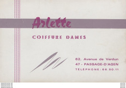 Y22-47) PASSAGE D ' AGEN - ARLETTE - COIFFURE DAMES - 62 , AVENUE DE VERDUN - TELEPHONE: 66.50.11  - Agen