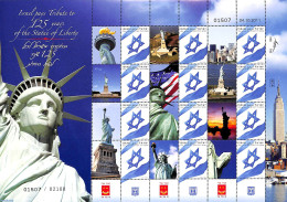 Israel 2011 Statue Of Liberty M/s, Mint NH, History - Flags - Art - Sculpture - Ongebruikt (met Tabs)