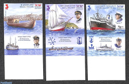 Israel 2012 The Renaissance Of Jewish Seamanship 3v, Imperforated, Mint NH, Transport - Ships And Boats - Nuevos (con Tab)