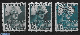 Romania 1935 3 Different Perfins., Used Stamps, Various - Errors, Misprints, Plate Flaws - Used Stamps