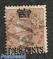 Malaysia 1867 Straits Settlements, FOUR CENTS On 1A, Used, Used Stamps - Other & Unclassified