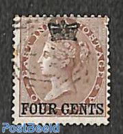 Malaysia 1867 Straits Settlements, FOUR CENTS On 1A, Used, Short Perf., Used Stamps - Andere & Zonder Classificatie