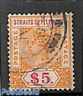 Malaysia 1898 Straits Settlements, $5, Used, Used Stamps - Sonstige & Ohne Zuordnung