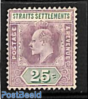 Malaysia 1904 Straits Settlements, 25c, WM Multiple CA, Stamp Out Of Set, Unused (hinged) - Sonstige & Ohne Zuordnung