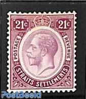 Malaysia 1913 Straits Settlements, 21c, Stamp Out Of Set, Unused (hinged) - Andere & Zonder Classificatie