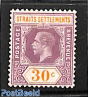 Malaysia 1914 Straits Settlements, 30c, WM Multiple CA, Stamp Out Of Set, Unused (hinged) - Sonstige & Ohne Zuordnung