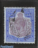 Malaysia 1912 Straits Settlements, $25, WM Multiple CA, Used, Used Stamps - Autres & Non Classés