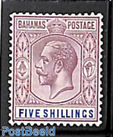 Bahamas 1921 5sh, WM Mult. Script CA, Stamp Out Of Set, Unused (hinged) - Other & Unclassified