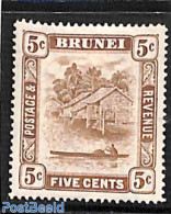 Brunei 1924 5c, WM Script.CA, Stamp Out Of Set, Unused (hinged), Transport - Ships And Boats - Schiffe