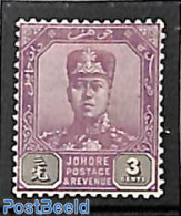 Malaysia 1910 Johore, 3c, WM Multiple Rose, Stamp Out Of Set, Unused (hinged) - Other & Unclassified