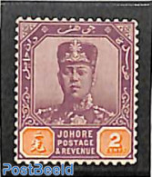 Malaysia 1910 Johore, 2c, WM Multiple Rose, Stamp Out Of Set, Unused (hinged) - Other & Unclassified