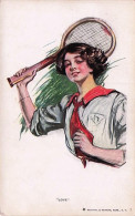 Illustrateur  - TENNIS   - Jeune Femme Scout Jouant Au Tennis  - Love - 1900-1949