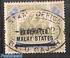 Malaysia 1900 Federated Malay States, 5$, (fiscally) Used, Used Stamps - Other & Unclassified