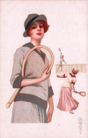 Illustrateur Signé Colombo - TENNIS - Jeune Femme Elegante Au Court De Tennis - Colombo, E.