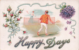 Illustrateur - Sports - Tennis - Happy Days - 1908 - Carte Gauffrée - 1900-1949