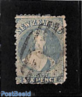 New Zealand 1871 6d Blue, WM Star, Perf. 12.5, Used, Used Stamps - Used Stamps