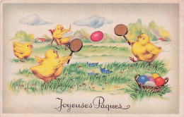 Joyeuses Pâques - Illustrateur -  Illustration De Poussins  Jouant Au Tennis -  - Easter