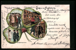 Lithographie Gruss Von Der Aushebung, Soldatenhumor, Kleeblatt  - War 1914-18