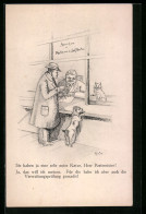 Künstler-AK H. Starkloff: Mann Mit Hund Am Postschalter  - Autres & Non Classés